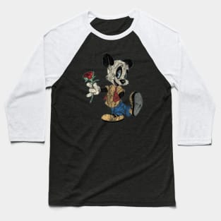 Andy Panda with Rose - Distressed, Weathered Authentic Baseball T-Shirt